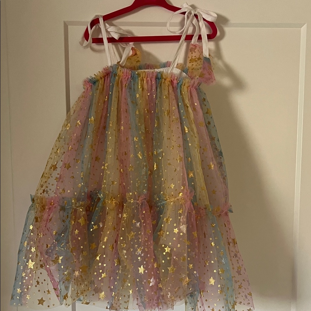 Wild and Rae little girls Gold Star Pastel Tulle Sundress